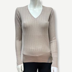 Whim GAZETTE tan‎ cable knit sweater